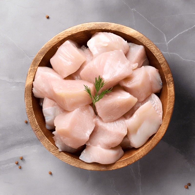 9Dorf Farms Chicken Diced 500gm, featured in the Joy Wholefoods online store.
