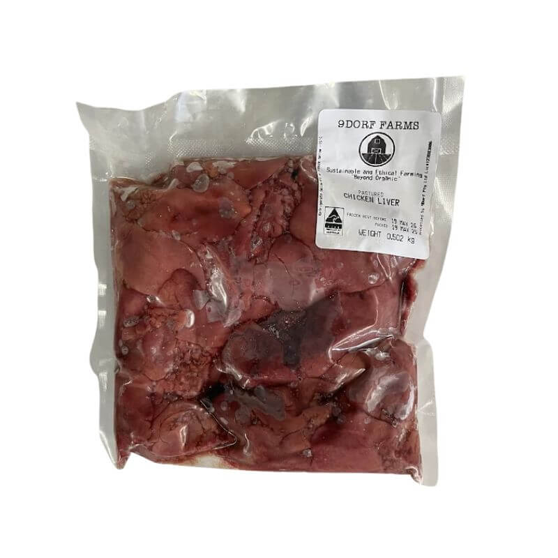 9Dorf Farms Pastured organic Chicken Livers 500gm, featured in the Joy Wholefoods online store.