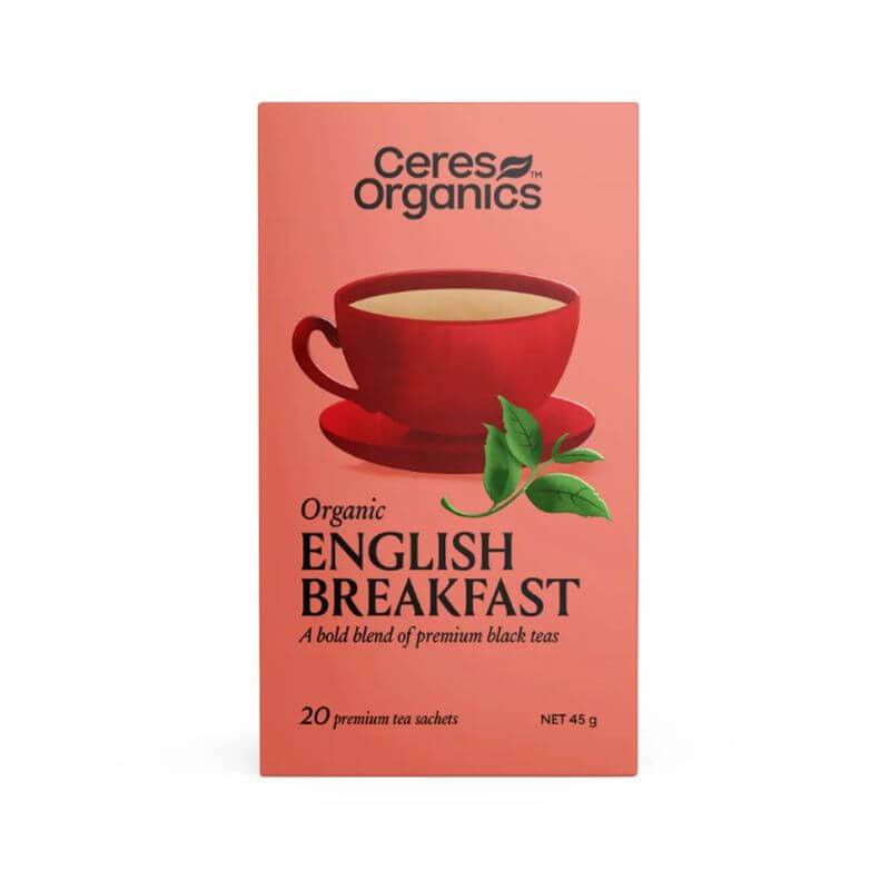Ceres Organics Tea english Breakfast 20pack, featured in the Joy Wholefoods online store.