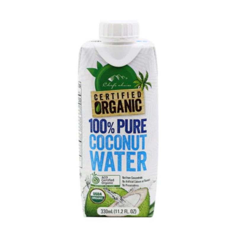 Chefs Choice Organic Coconut Water Pure 330ml, featured in the Joy Wholefoods online store.
