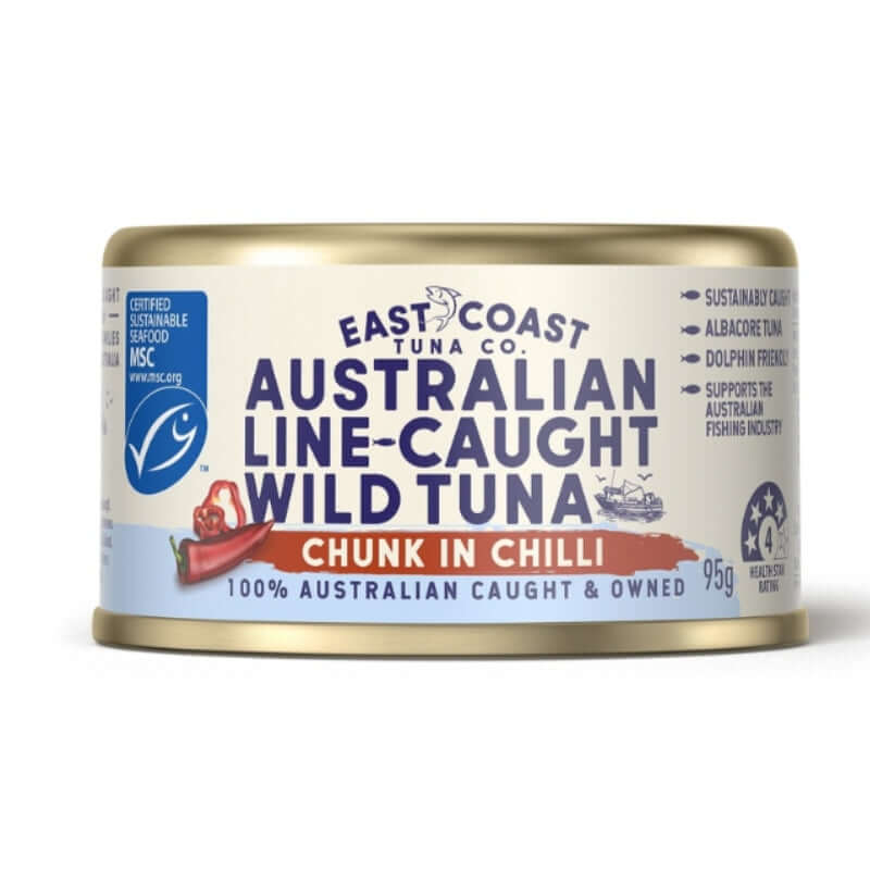 East Coast Tuna Co Wild Tuna Chunks in Chili, featured in the Joy Wholefoods online store.
