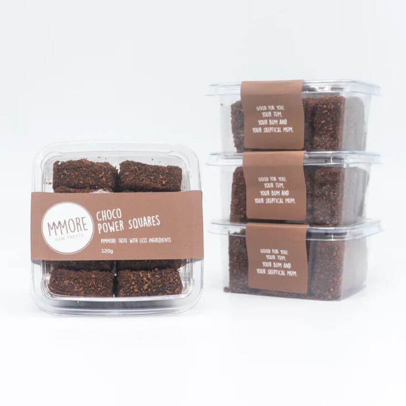 MMMore Raw Treats Choco Power Squares6pack, featured in the Joy Wholefoods online store.