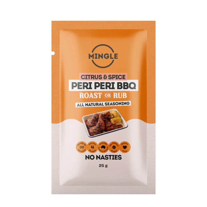 Mingle Peri Peri Seasoning 25gm, featured in the Joy Wholefoods online store.
