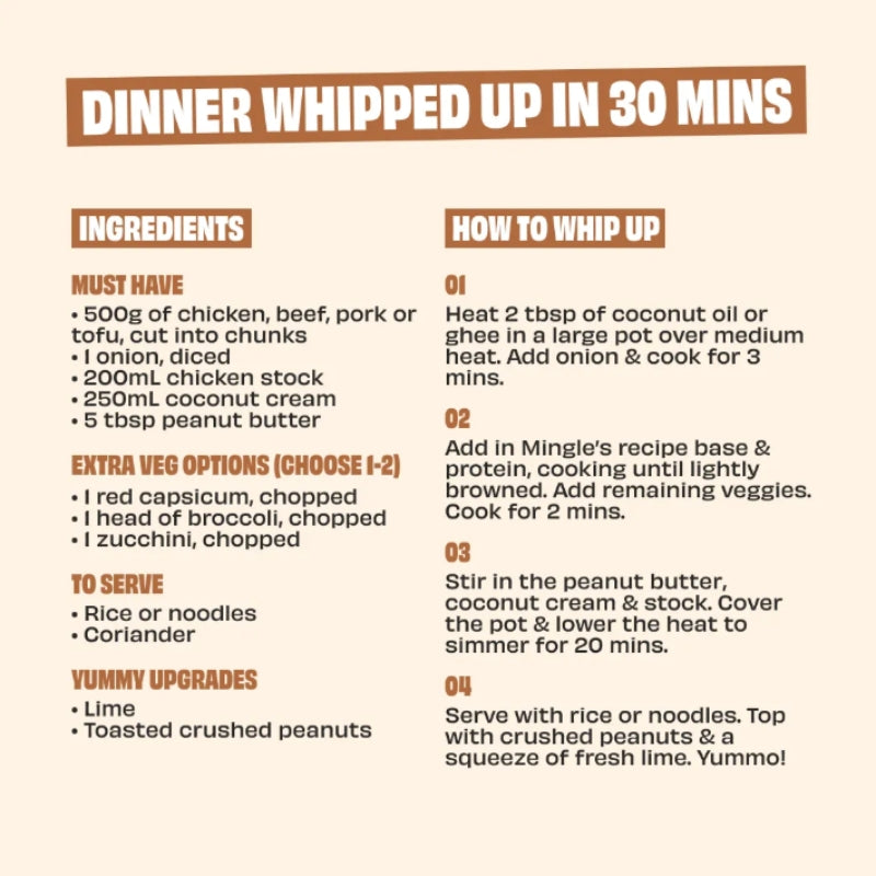 Mingle Recipe Base Satay, featured in the Joy Wholefoods online store.