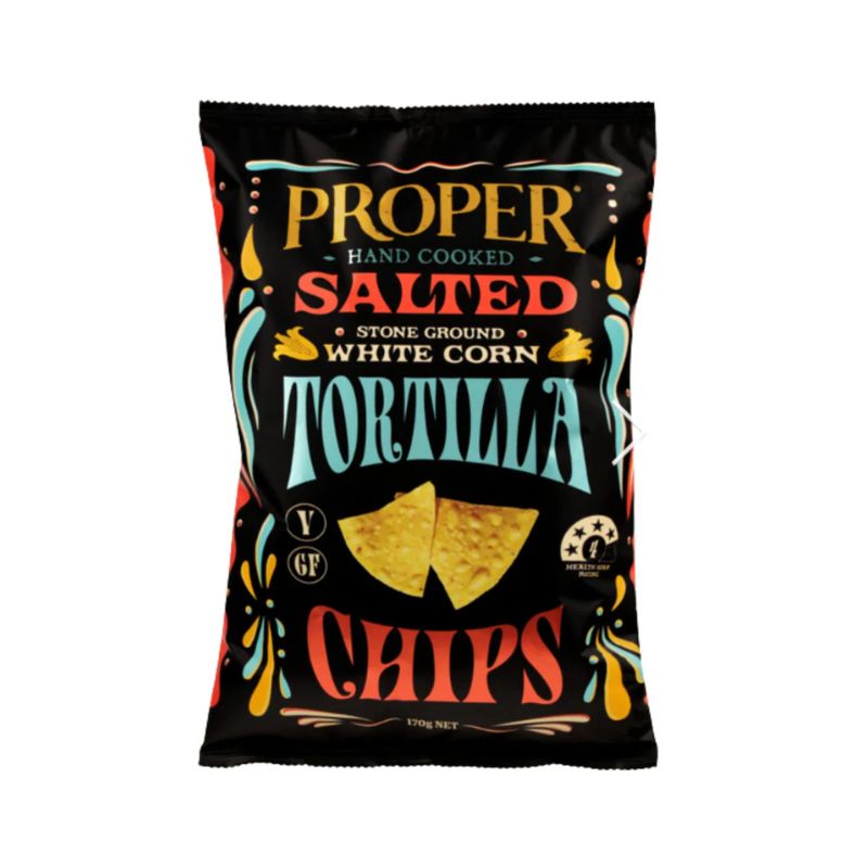 Proper Crisp Hand Cooked Tortilla Chips 150gm, featured in the Joy Wholefoods online store.