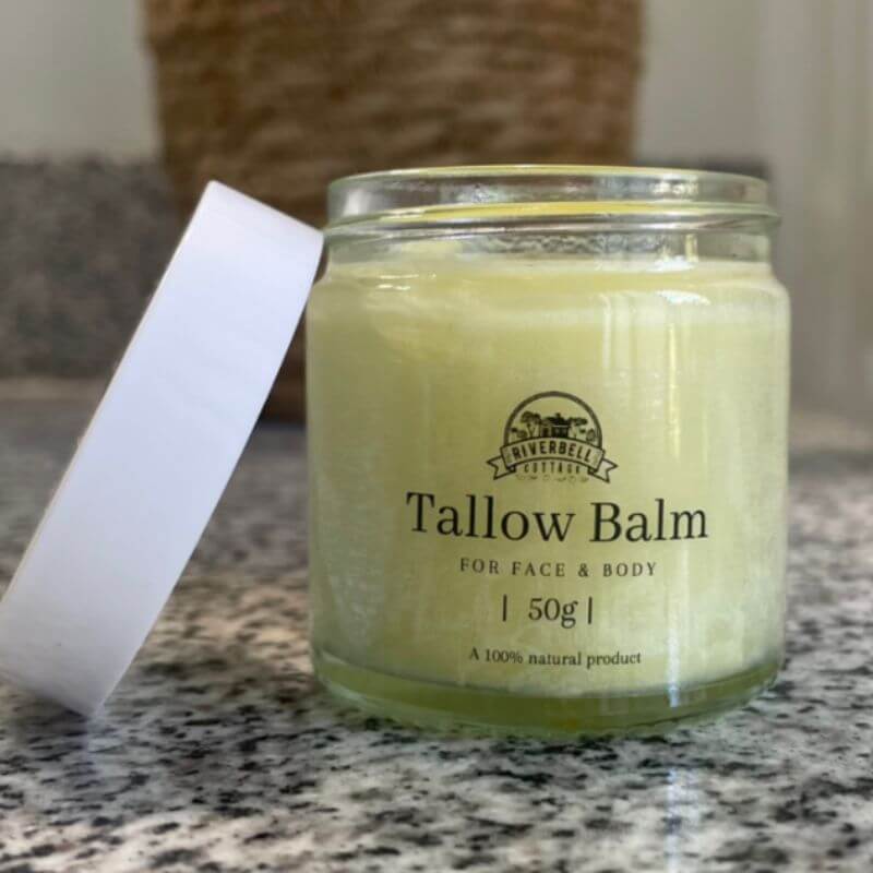 Riverbell Cottage Tallow Balm 50gm, featured in the Joy Wholefoods online store.