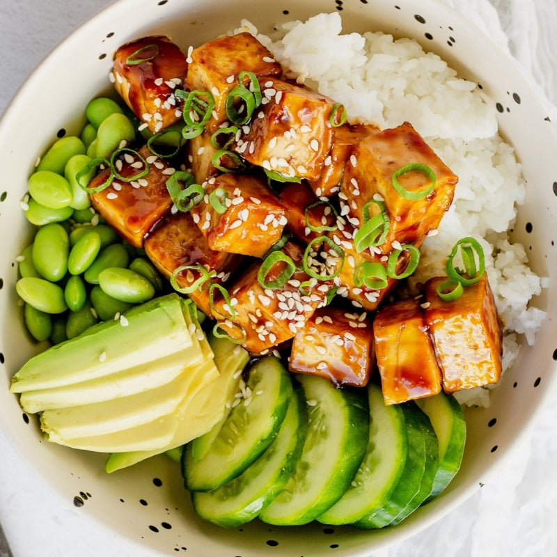 Teriyaki Tofu Bowls, featured in the Joy Wholefoods online store.
