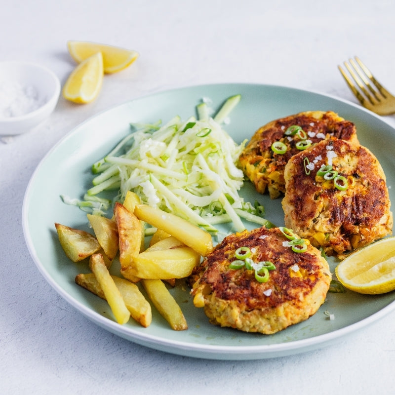 Tuna Patties with Crisp Apple Slaw, featured in the Joy Wholefoods online store.