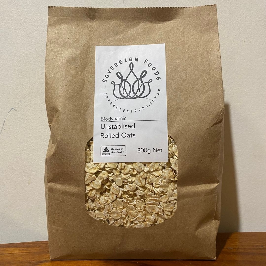 Biodynamic Unstablised Rolled oats Sovereign Foods Brisbane, delivered fresh by Joy Wholefoods.
