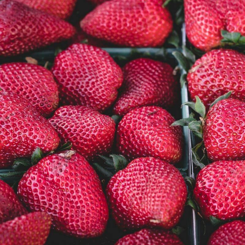 Strawberries, stocked at Joy Wholefoods, organic and spray free.