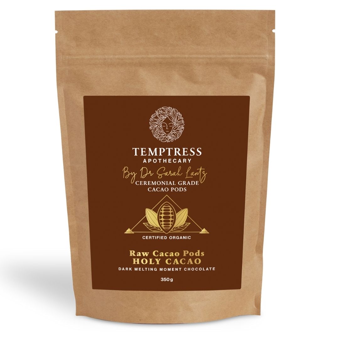 Temptress Apothecary Raw Cocoa Pods Ceremonial Grade Brisbane png, stocked at Joy Wholefoods, organic and spray free.