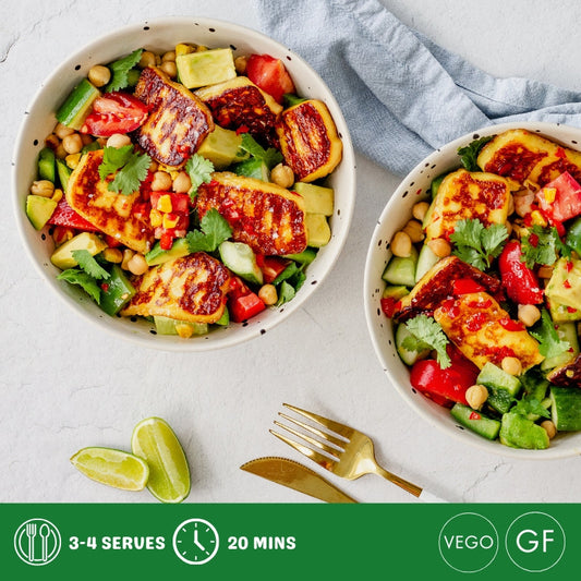 Hot Honey Haloumi with BBQ Corn Salad
