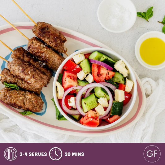 Lamb Kebabs with Greek Salad