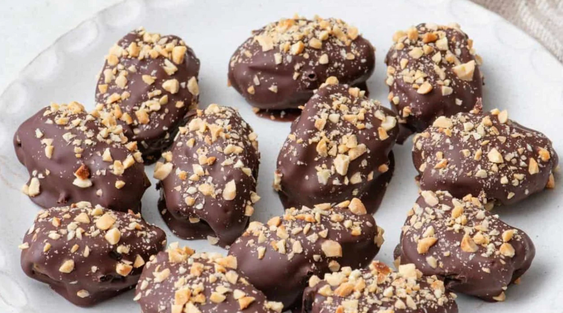 Healthy chocolate-coated dates snickers easter eggs