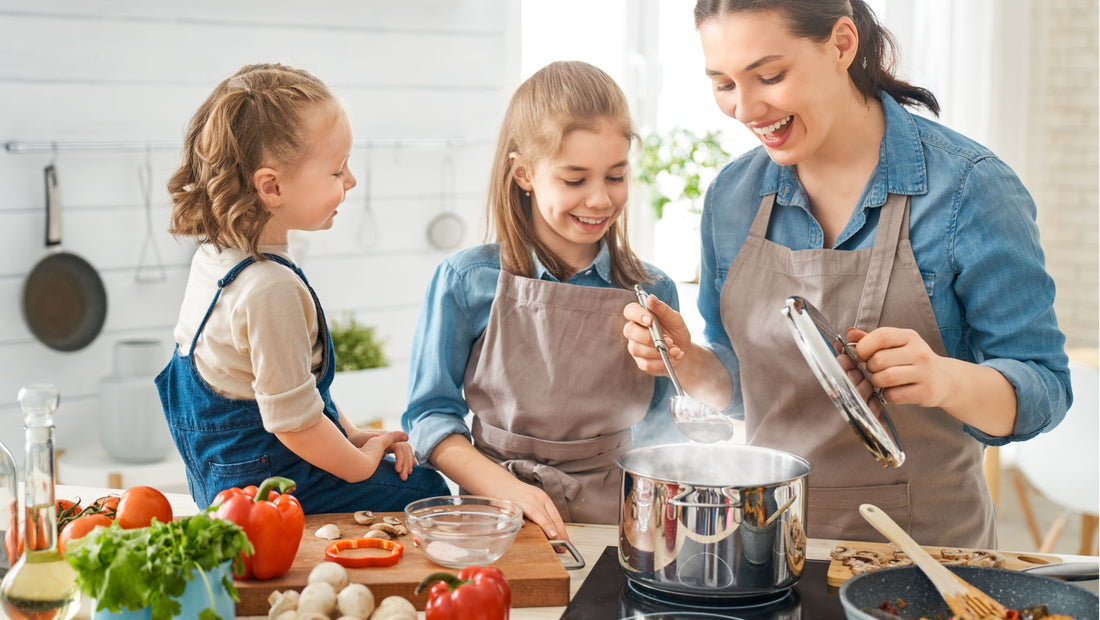 Happy family cooking
