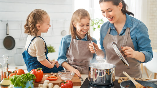 Happy family cooking