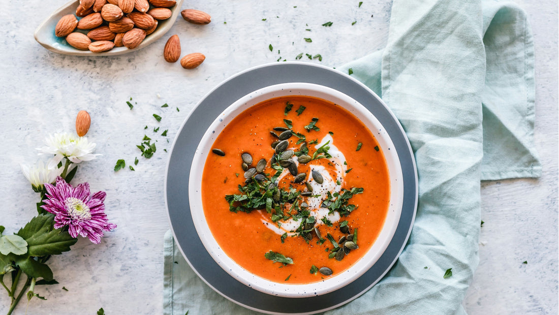 Bowl of soup on top of a cloth