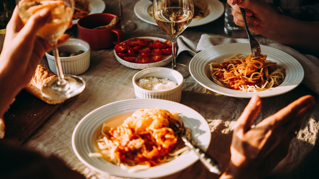 Pasta meals on a table