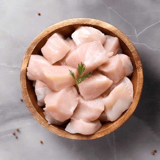 9Dorf Farms Chicken Diced 500gm, featured in the Joy Wholefoods online store.