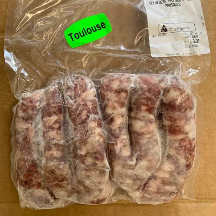 Belvedere Farm Pork Sausages Regen 500gm, featured in the Joy Wholefoods online store.