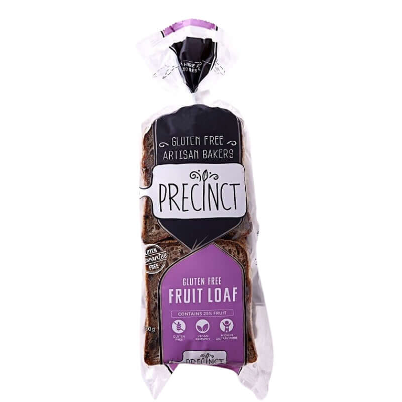 Bread Gluten Free Fruit Loaf Sliced GF Precinct, featured in the Joy Wholefoods online store.
