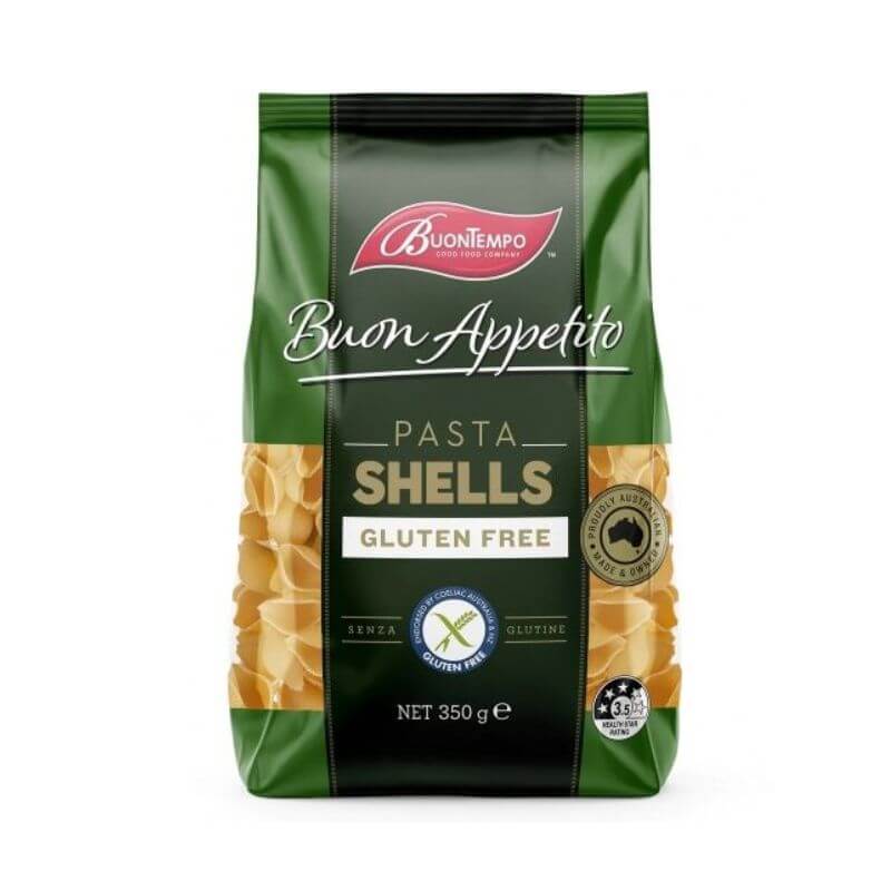 BuonTempo Pasta Shells GF 350gm, featured in the Joy Wholefoods online store.