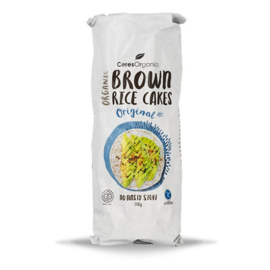 Ceres Organics Brown Rice Cakes Original 110gm, featured in the Joy Wholefoods online store.