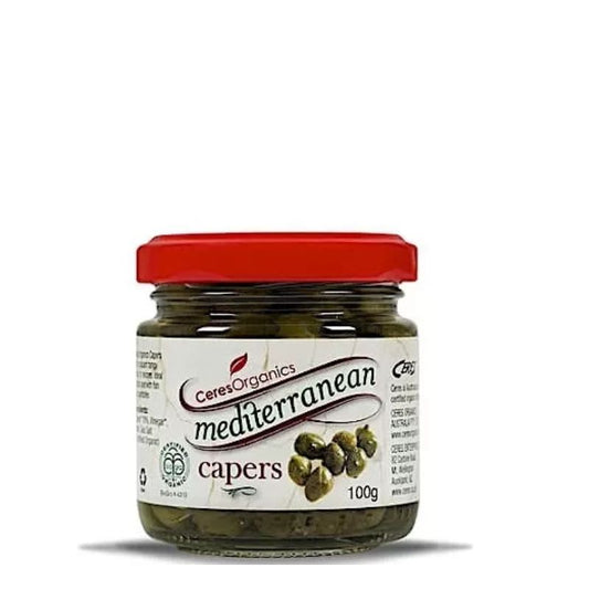 Ceres Organics capers mediteranean 100gm, featured in the Joy Wholefoods online store.