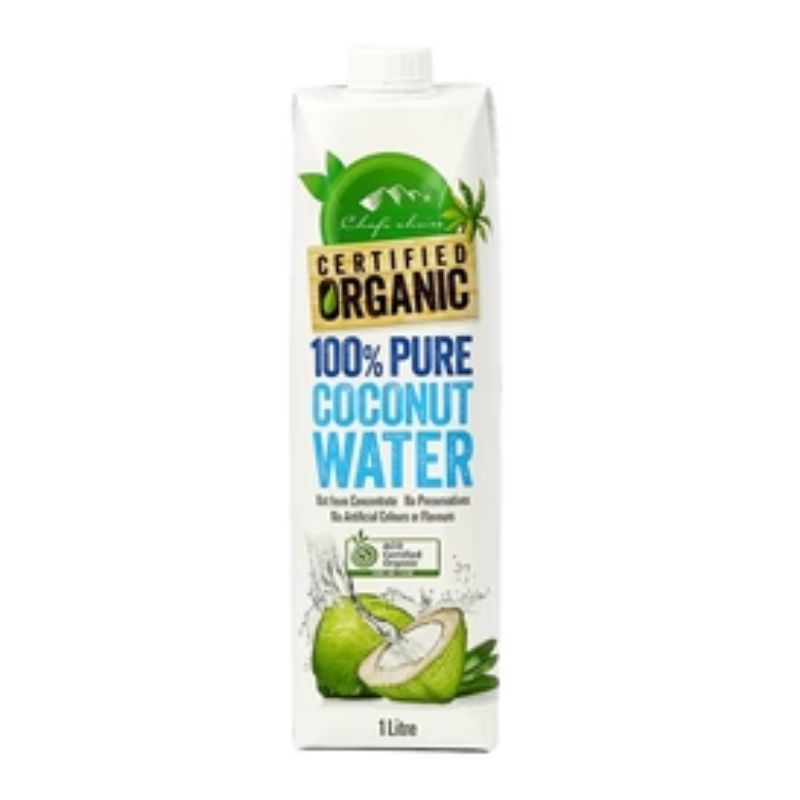 Chefs Choice Organic Coconut Water Pure 1L, featured in the Joy Wholefoods online store.