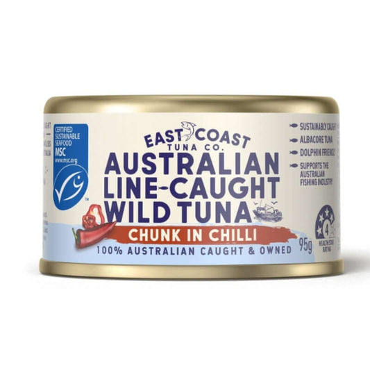 East Coast Tuna Co Wild Tuna Chunks in Chili, featured in the Joy Wholefoods online store.