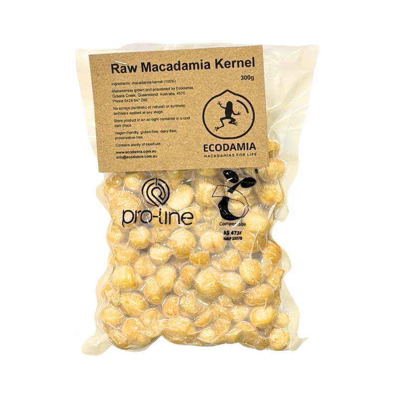 Ecodamia Sovereign Foods Macadamia Raw 300gm, featured in the Joy Wholefoods online store.