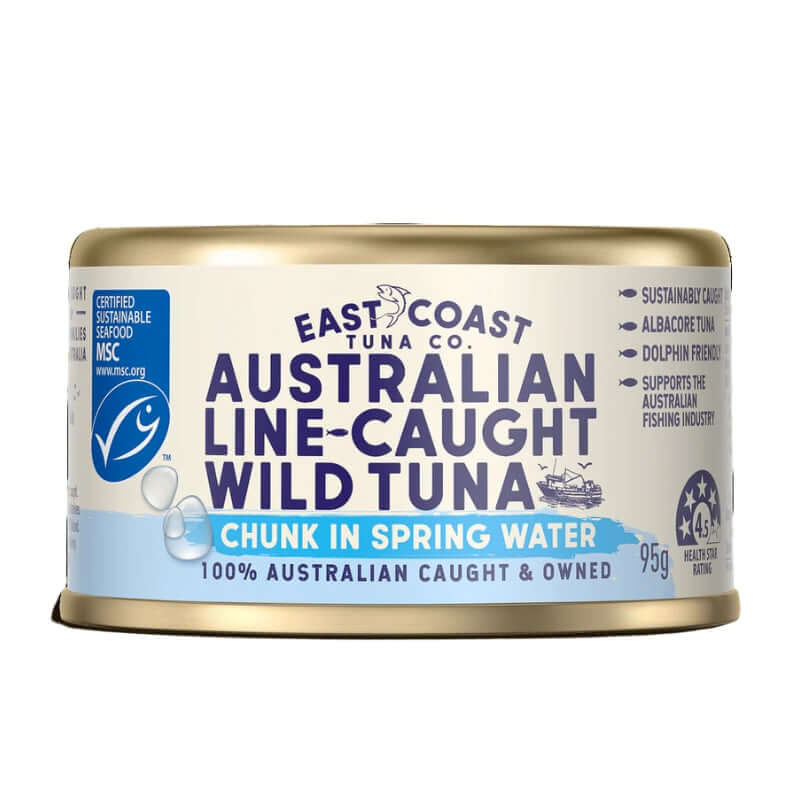 Fish Wild Tuna Chunks in Spring Water East Coast Tuna Co, featured in the Joy Wholefoods online store.