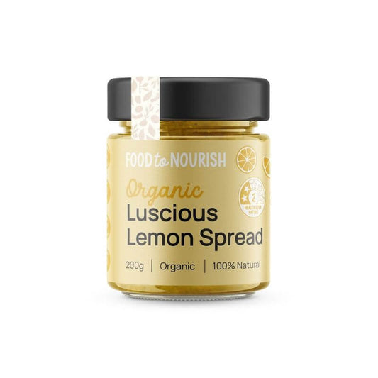 Food To Nourish Luscious Lemon Spread 200gn, featured in the Joy Wholefoods online store.