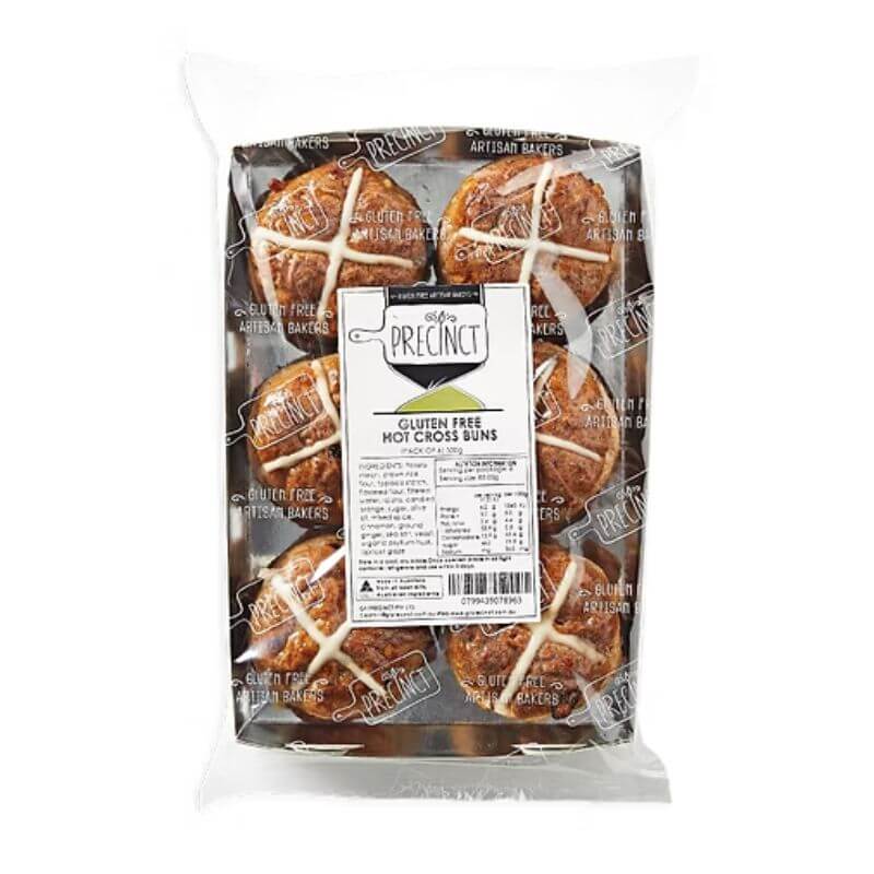 GF Precinct Hot Cross Buns Traditional 6pack, featured in the Joy Wholefoods online store.