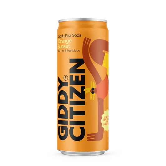 Giddy Citizen Fizz Soda Orange Sunset, featured in the Joy Wholefoods online store.
