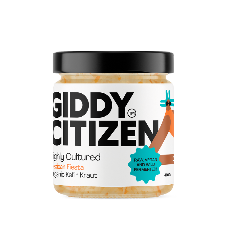 Giddy Citizen Organic Kefir Kraut Mexican Fiesta 410gm, featured in the Joy Wholefoods online store.