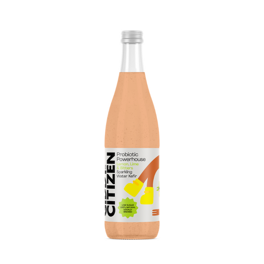 Giddy Citizen Sparkling Water Kefir Lemon Lime Bitters 750ml, featured in the Joy Wholefoods online store.
