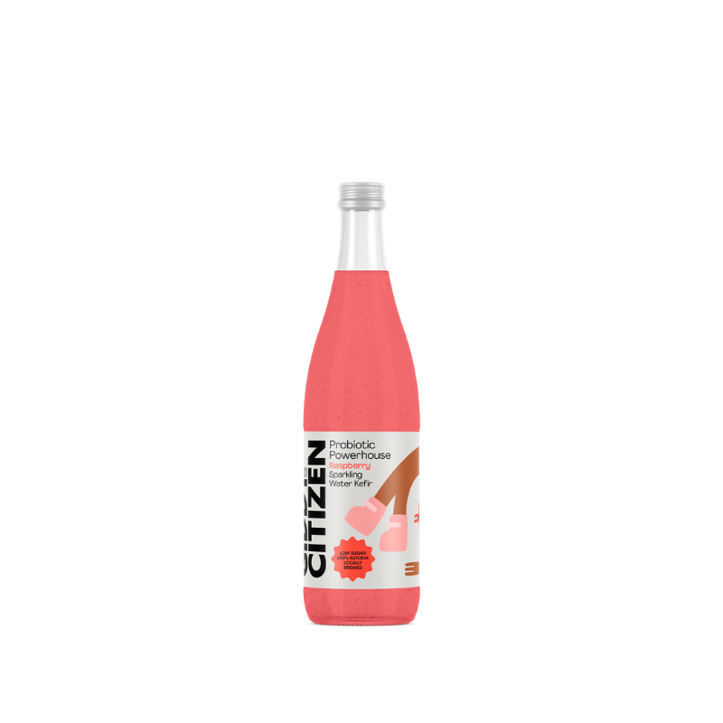 Giddy Citizen Sparkling Water Kefir Raspberry 330ml, featured in the Joy Wholefoods online store.
