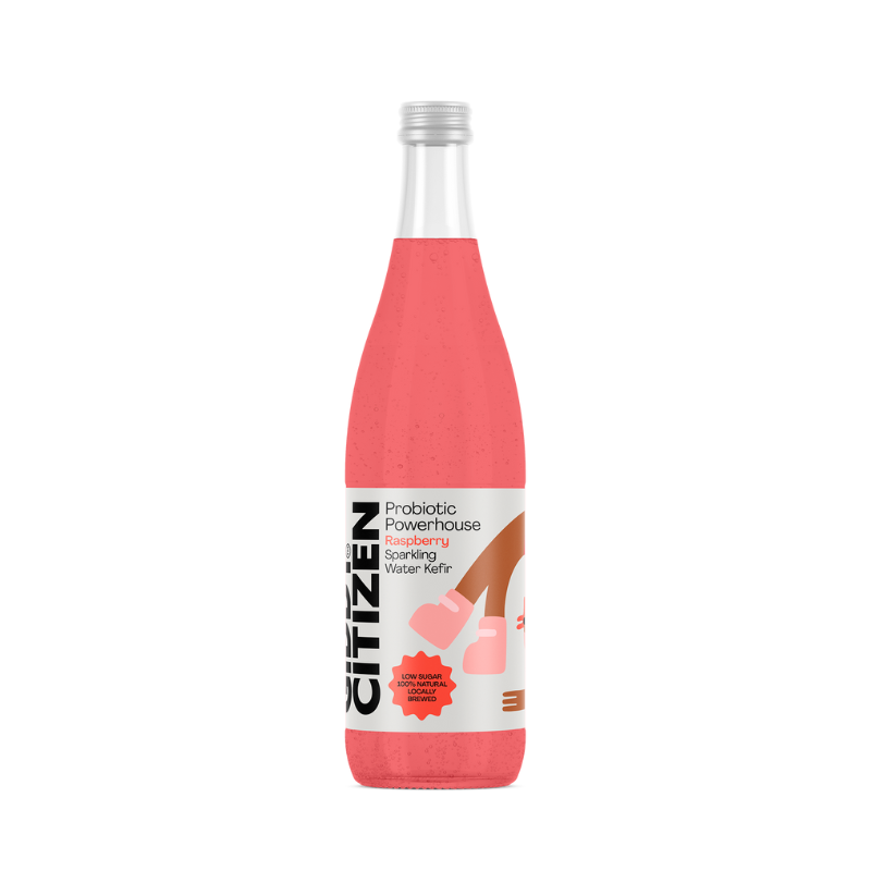 Giddy Citizen Sparkling Water Kefir Raspberry 750ml, featured in the Joy Wholefoods online store.