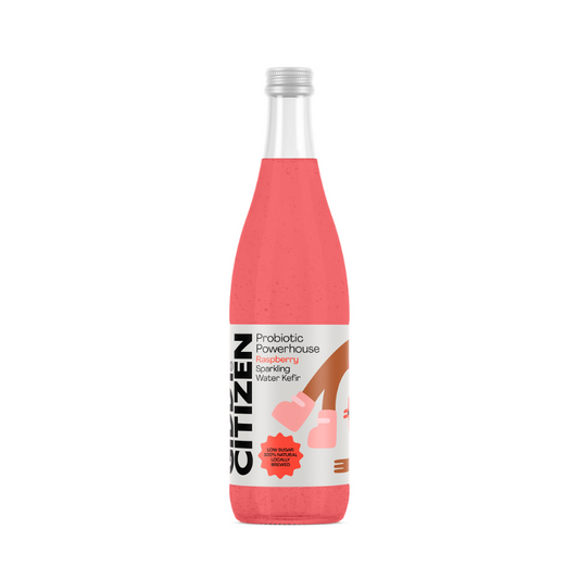 Giddy Citizen Sparkling Water Kefir Raspberry 750ml, featured in the Joy Wholefoods online store.