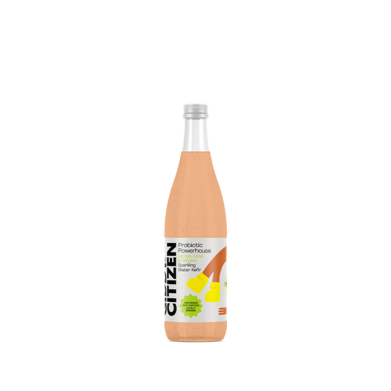 Giddy Citizen Sparkling Water Kefir lemon Lime Bitters 330ml, featured in the Joy Wholefoods online store.