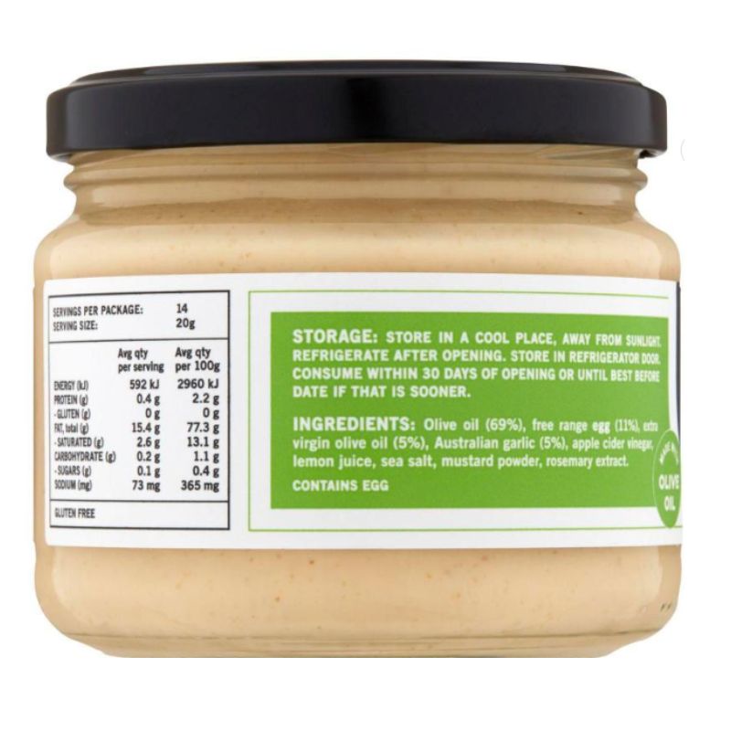 Good Fat Garlic Aioli made with olive oil and free range eggs