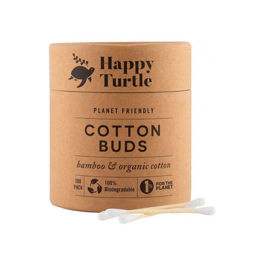 Happy Turtle Cotton Buds Organic 200pack, featured in the Joy Wholefoods online store.