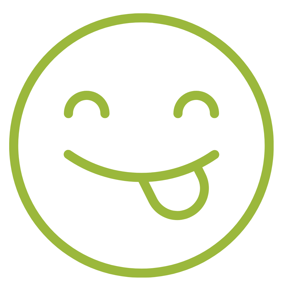 Green smiley face icon on a transparent background