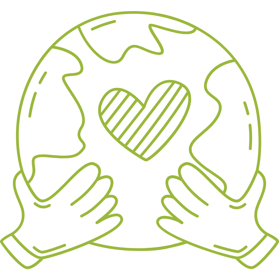 Outline of a heart with two hands holding it, on a transparent background
