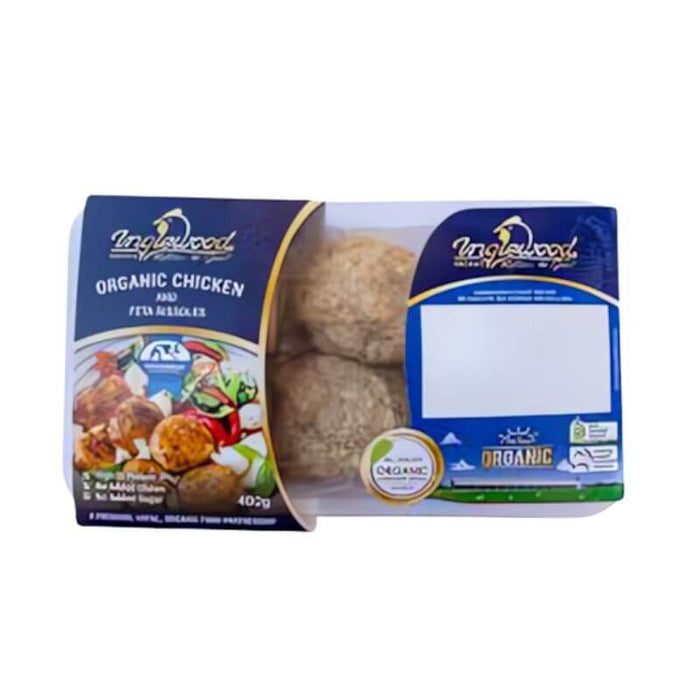 Inglewood Organic Chicken Rissoles 400gm, featured in the Joy Wholefoods online store.