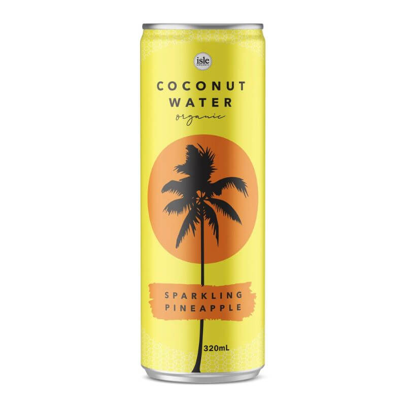Isle Organic Sparkling Coconut Water Pineapple 320ml, featured in the Joy Wholefoods online store.