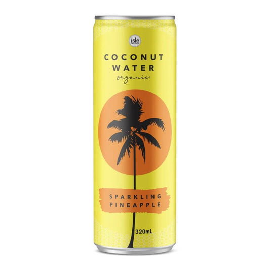 Isle Organic Sparkling Coconut Water Pineapple 320ml, featured in the Joy Wholefoods online store.