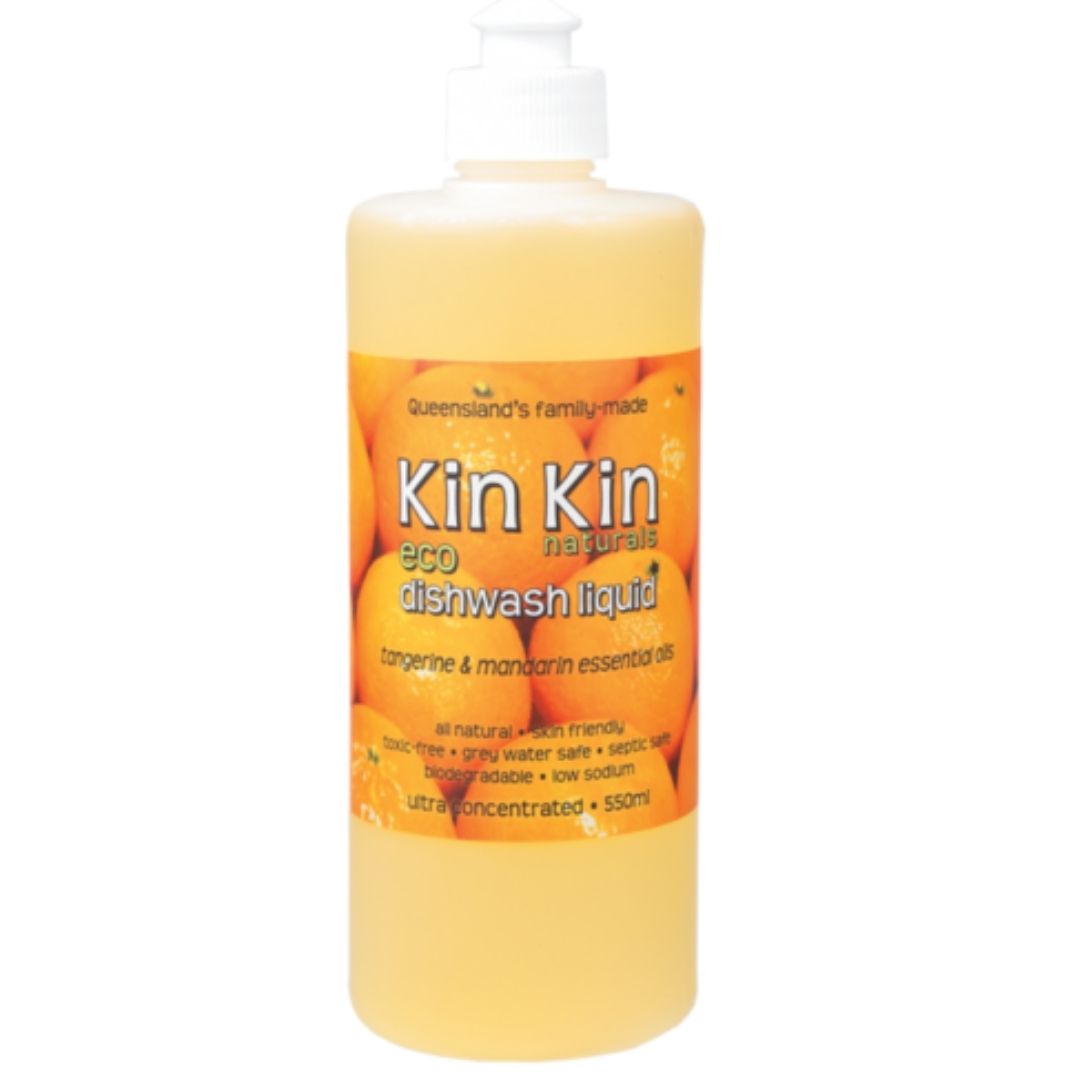 Kin Kin Dishwash Liquid Tangerine mandarin Echo Brisbane png, featured in the Joy Wholefoods online store.