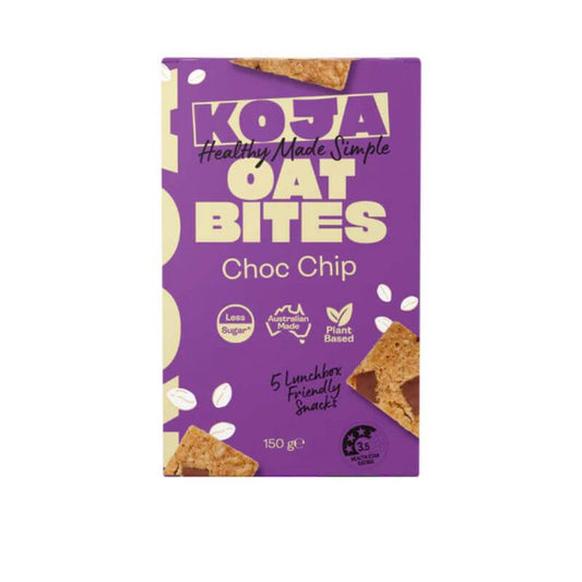 Koja Oat Bites Choc Chip 150gm, featured in the Joy Wholefoods online store.